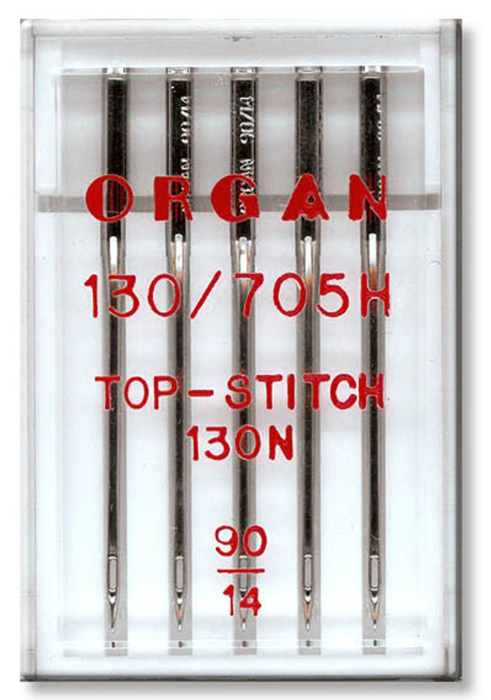 Иглы для бытовых швейных машин Organ Top-stitch, 5 шт, в пенале, 5600090 90