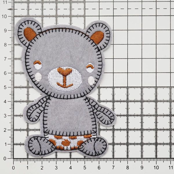 Термоаппликация Мишутка 70х97мм (Gray (серый)), 2 шт, LA524