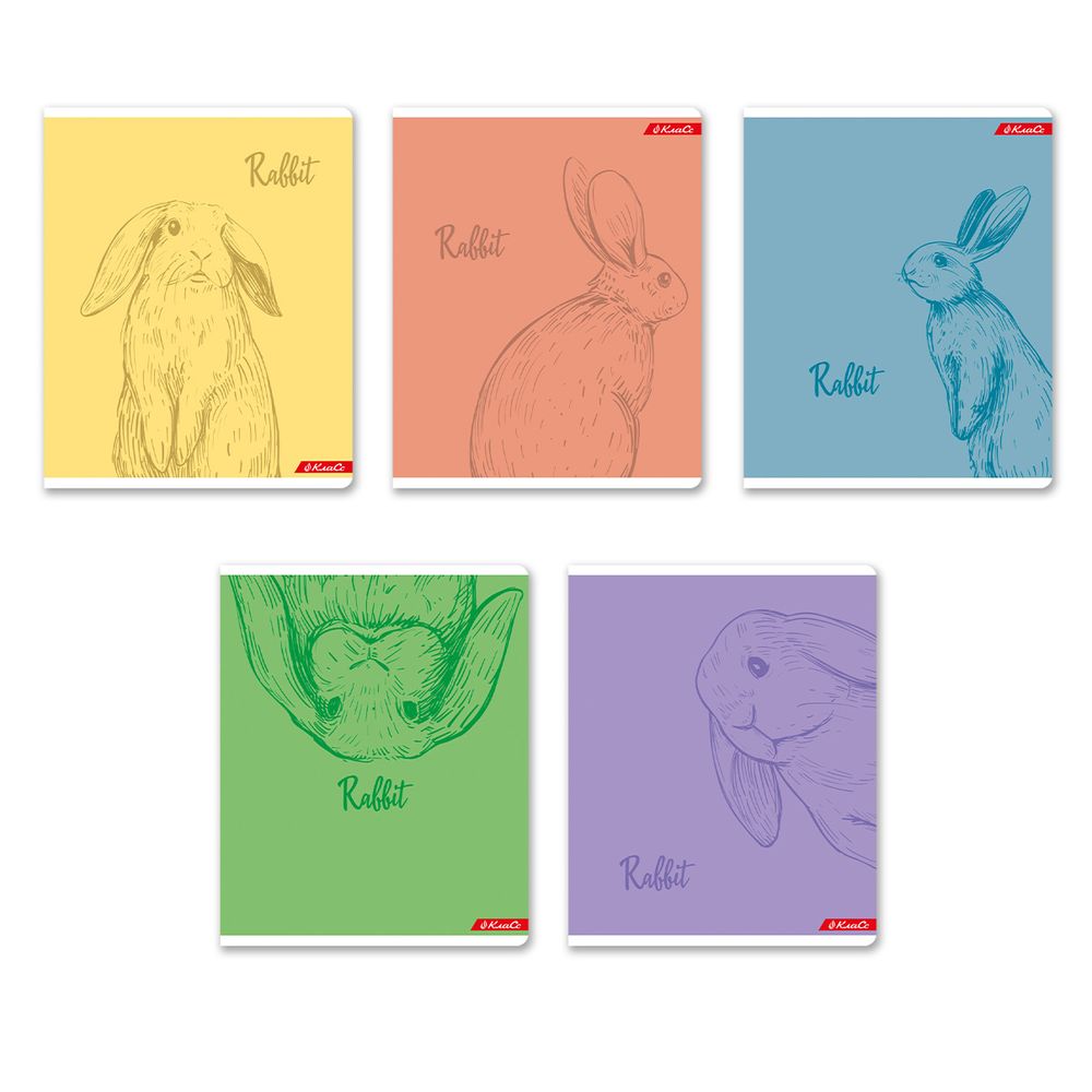 Тетрадь ученическая общая, матовая ламинация + выборочный УФ лак, A5+ 48 л. на скобе, белизна 100%, 10 шт, клетка, 000315 Зайчишка, Светоч 48ТСК5_24_3_1