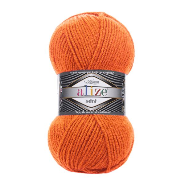 Пряжа Alize (Ализе) Superlana Midi / уп.5 мот. по 100 г, 170м, 225 оранжевый А