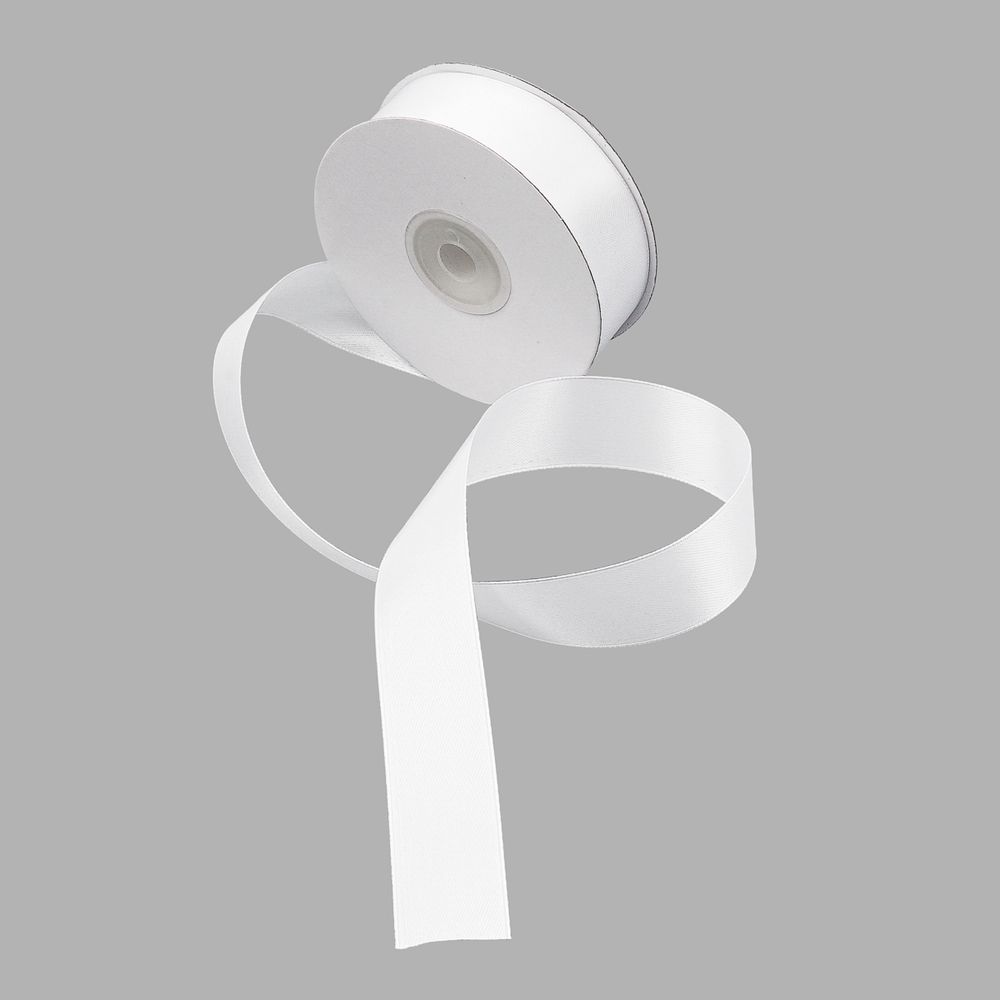 Лента атласная 2-сторонняя 25.0 мм / 22.86±1 метров, C1001 белый, 6102-0013, Globus