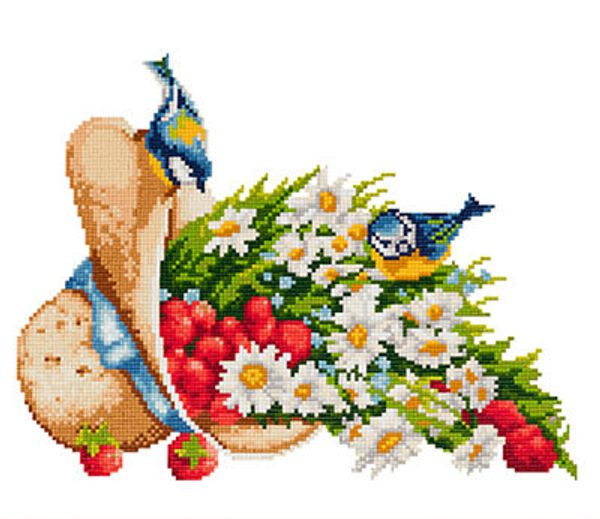 Алмазная (кристальная) мозаика Фрея, Синички, 30х35 см