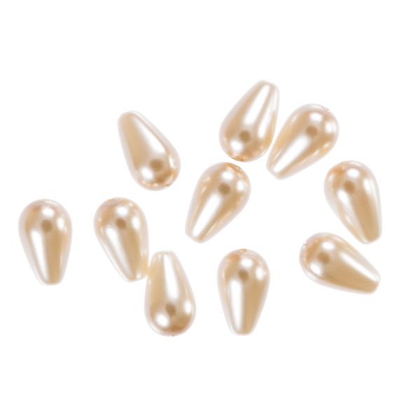 Бусины стекло под жемчуг 10х6 мм, фигурная, 10 шт, молочный (creamRose), Preciosa 131-50-011