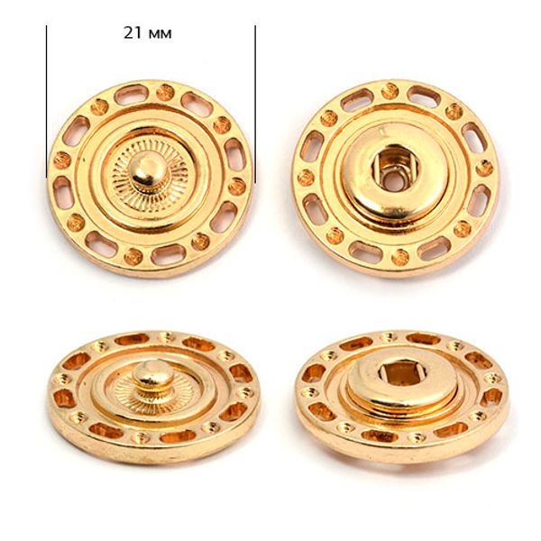 Кнопка пришивная металл ⌀21.0 мм, TY-BJ112, цв.золото уп. 50 шт, TBY
