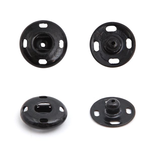 Кнопка пришивная металл ⌀15.0 мм, сталь, черные, 4 шт, Pony
