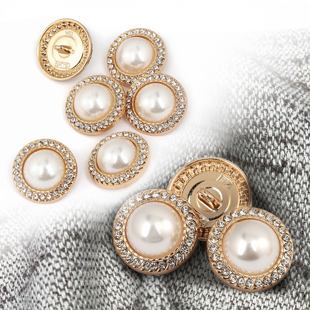 Пуговицы металлические на ножке 36L-23 мм, С-MP15 цв.золото/перламутр, 10 шт