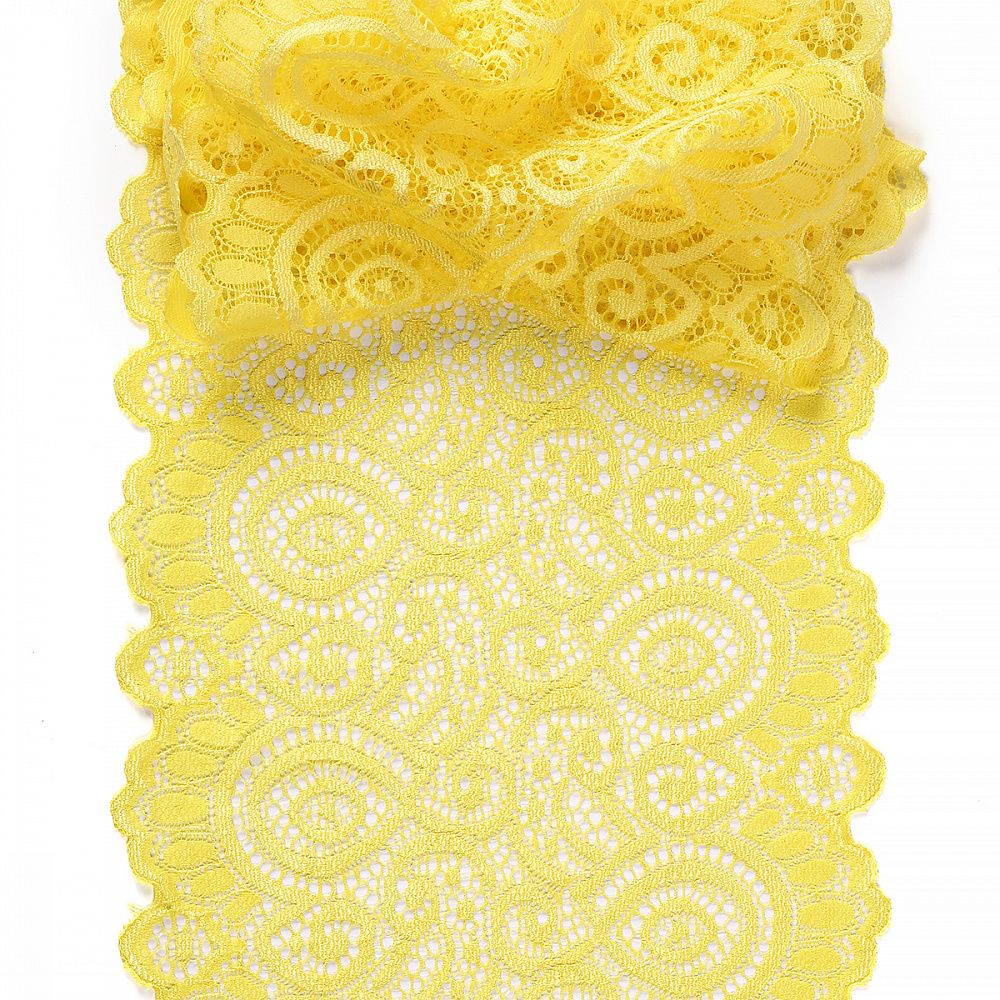 Кружево бельевое эластичное 180 мм / 3 м, TBY.L1351, цв.желтый, Kruzhevo