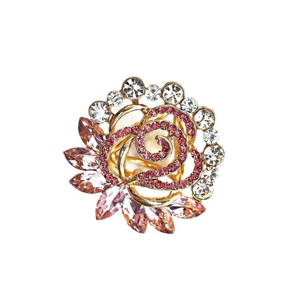 Кольцо для платка Роза, цветное в золоте 7114084