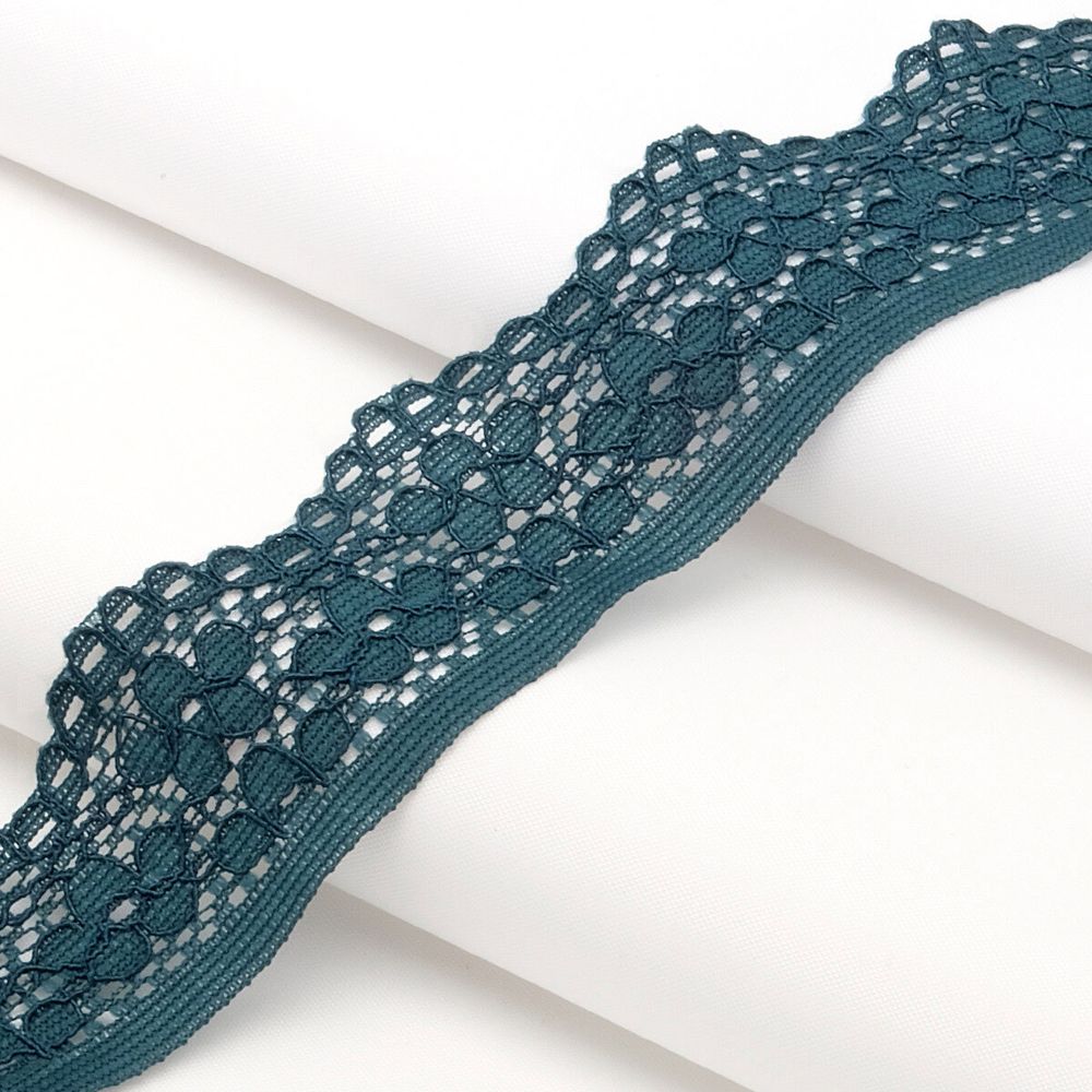 Кружево эластичное (стрейч) 25 мм / 50 метров, зеленый, К009.025