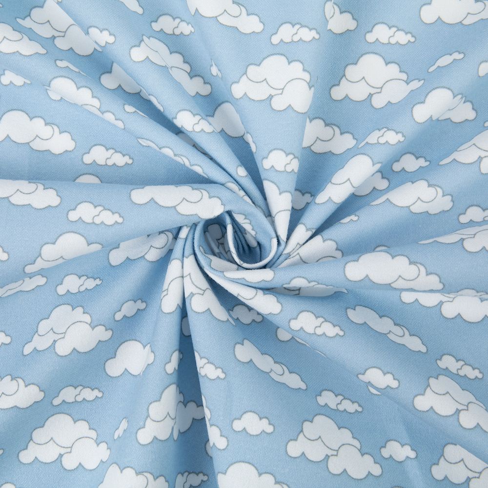 Ткань для пэчворка Peppy Молочные сны фланель, рулон 112 см / 5 метров, МС-19 голубой, Peppy