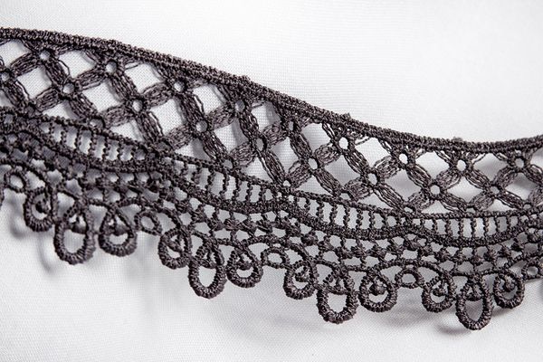 Кружево гипюр (плетёное) 43 мм / 10 м, серый, Gamma GGM-4303