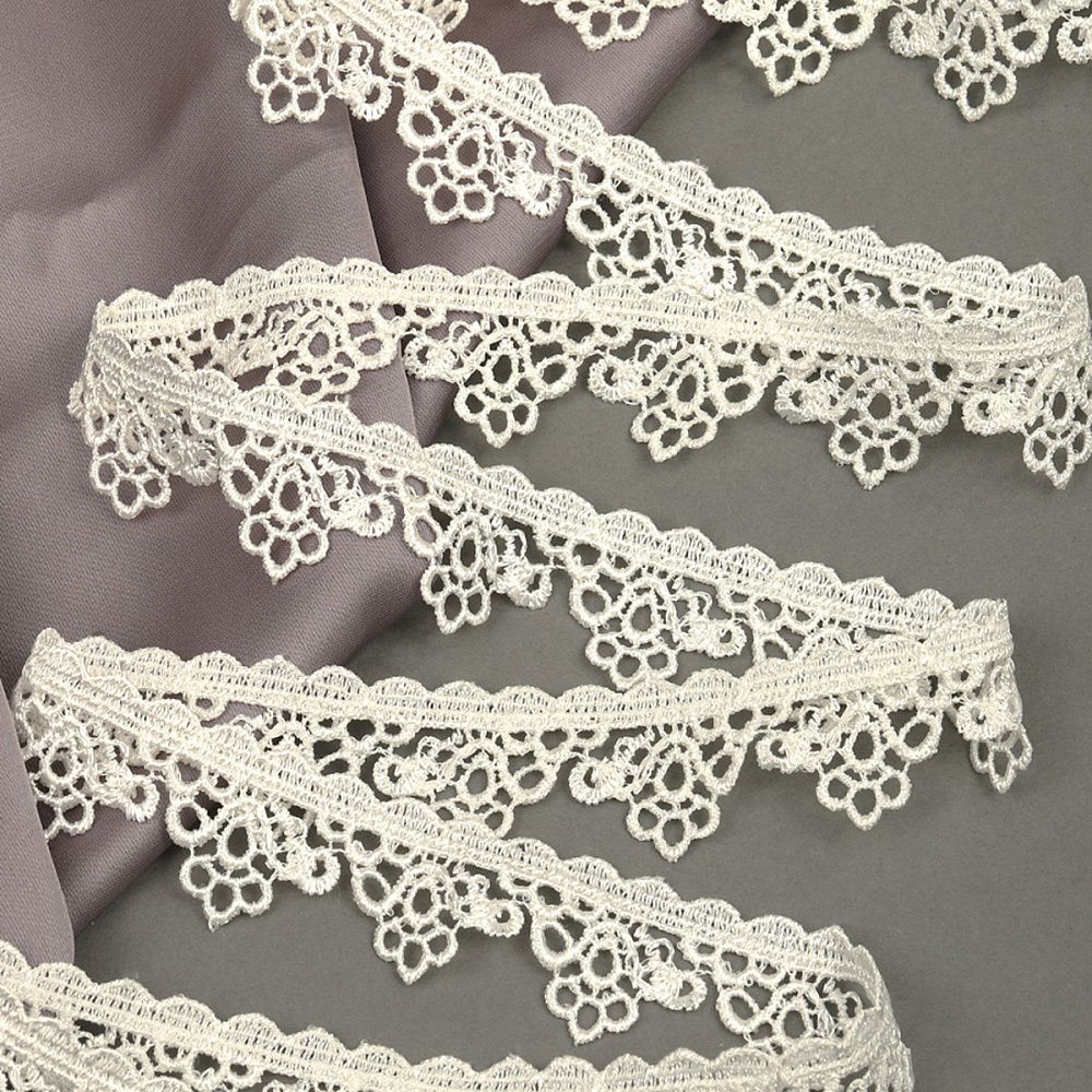 Кружево гипюр (плетёное) 25 мм, цв.3 молочный, уп. 9 м, Kruzhevo
