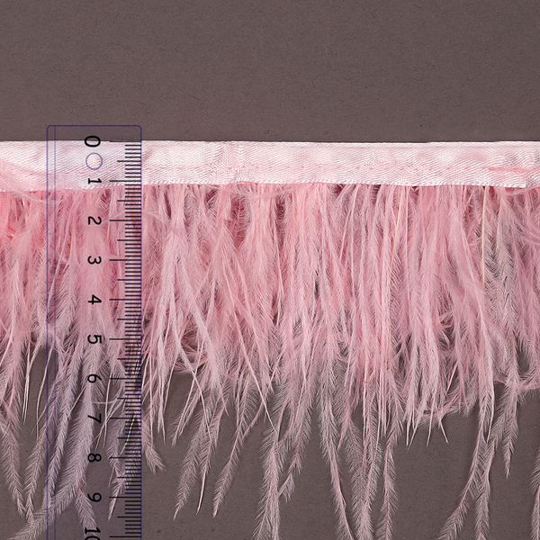Перья на ленте Страус 8 см, FBY-08-123, цв. нежно-розовый, 2м