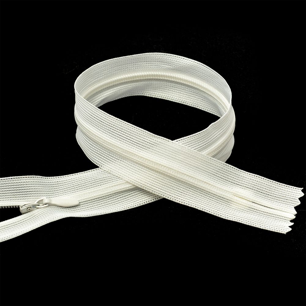 Молния потайная (скрытая) Т3 (3 мм) 1 зам., н/раз., 60 см, цв.F102 молочный уп.50 шт