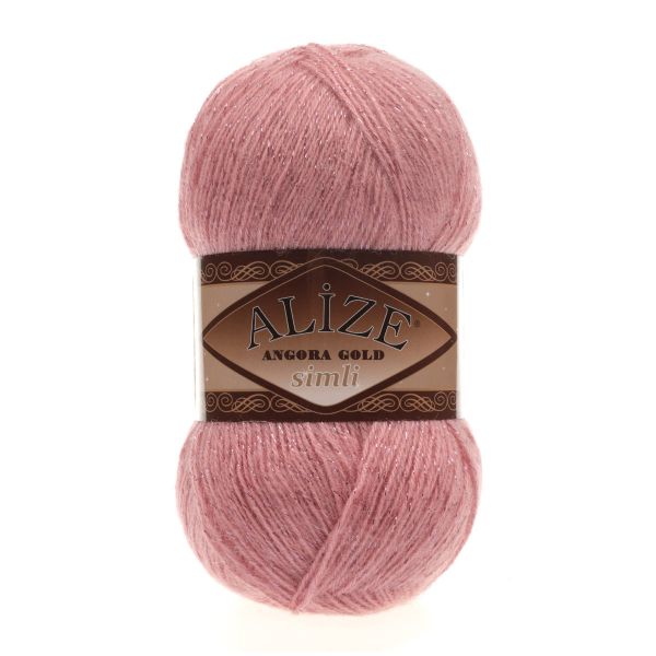 Пряжа Alize (Ализе) Angora Gold Simli / уп.5 мот. по 100 г, 500м, 144 темная пудра A
