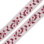 Лента атласная с рисунком 25.0 мм / 3 метра, Ягодная ветвь (розовый), Globus