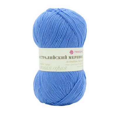 Пряжа Пехорка Австралийский меринос / уп.5 мот. по 100 г, 400 м, 520-Голубая пролеска