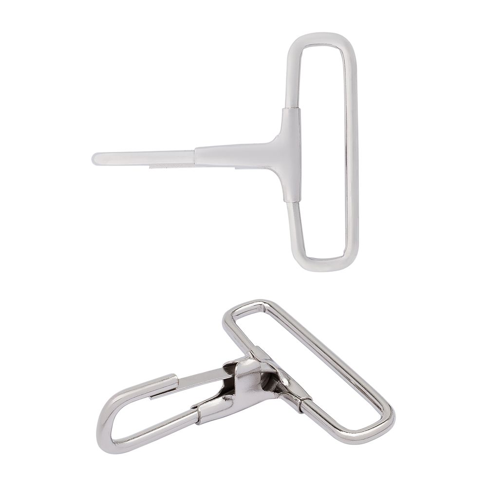 Карабин металл 40 мм (50х44 мм), никель, 20 шт