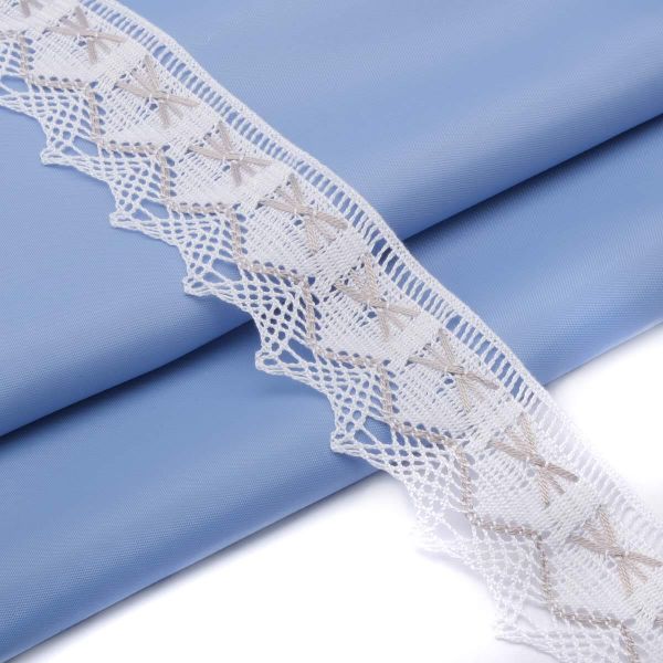 Кружево вязаное (тесьма) 37 мм / 3м, цв.белый+серый