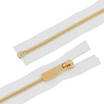 Молния металл Т5 (5 мм) 1 зам., разъем., 70 см, декор, золото, белый, KAP-5 Gamma, 5 шт