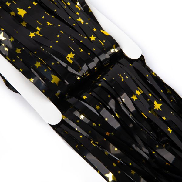 Занавес Дождик 100х200 см, 01_черные звезды, Boomzee GBZ-13