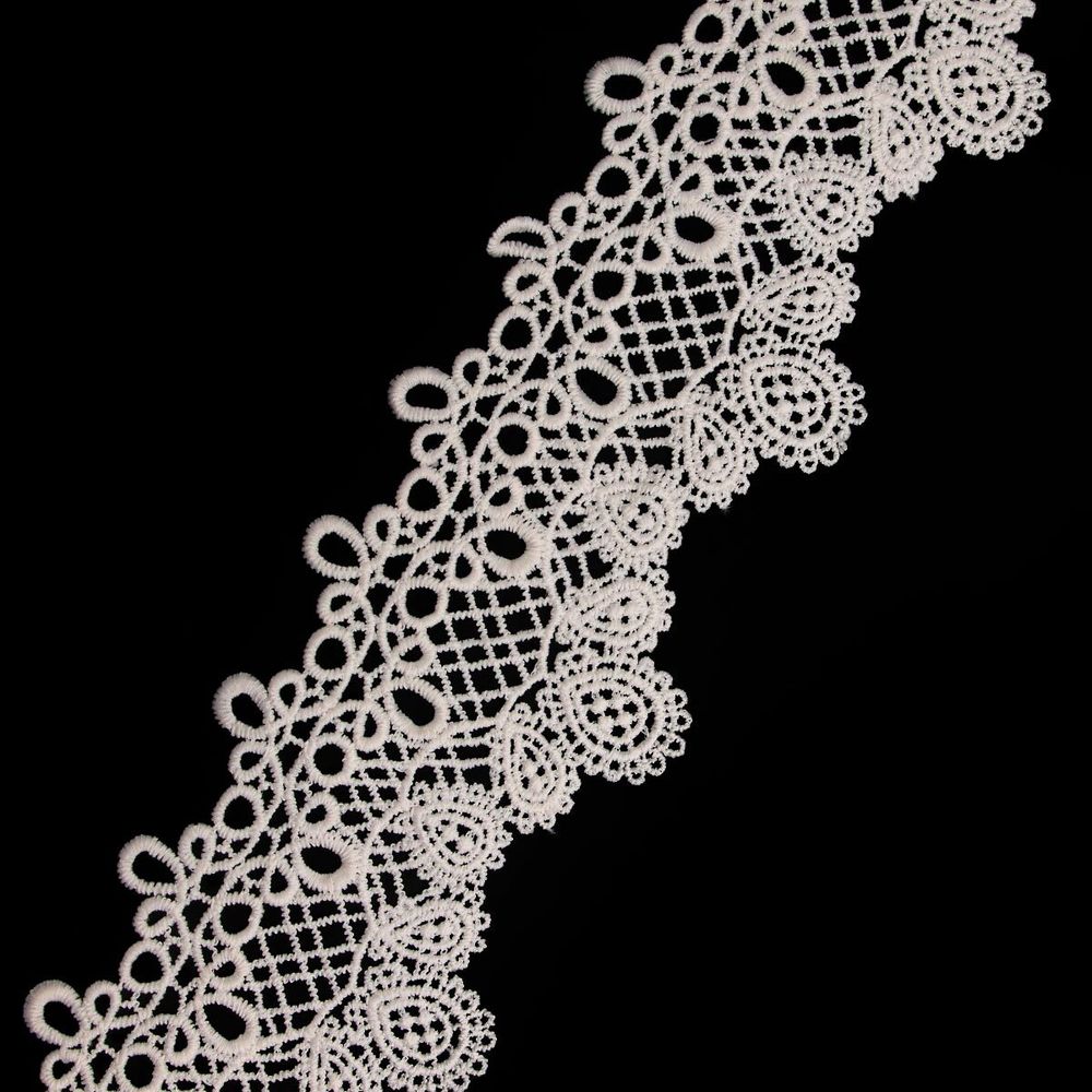 Кружево гипюр (плетёное) 95 мм / 3 метра, матовое, 571 молочный