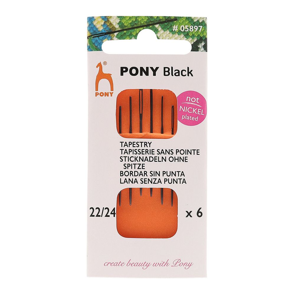 Иглы ручные гобеленовые Tapestry BLACK №22-24, 6 шт, PONY, 05897
