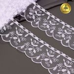 Кружево на сетке 65 мм, цв.01 белый, уп.13.7м, Kruzhevo