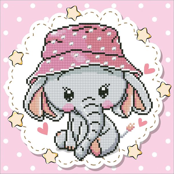 Алмазная (кристальная) мозаика Фрея, Слоник Ксюша, 30х30 см