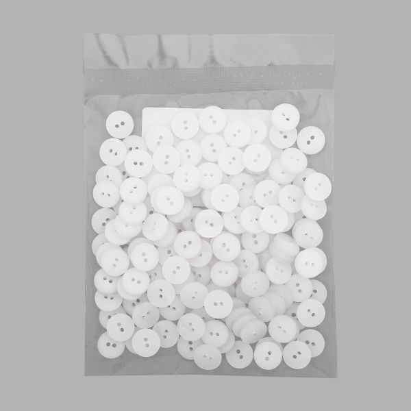 Пуговицы на 2 прокола 18L (11мм), пластик (White (белый)), CR-K18M, 144 шт