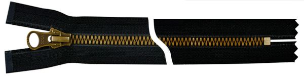 Молния трактор YKK Metalux Т5 (5 мм) 1 зам., разъем., античное золото, 20 см, под металл, 580 gold 20, уп.10 шт