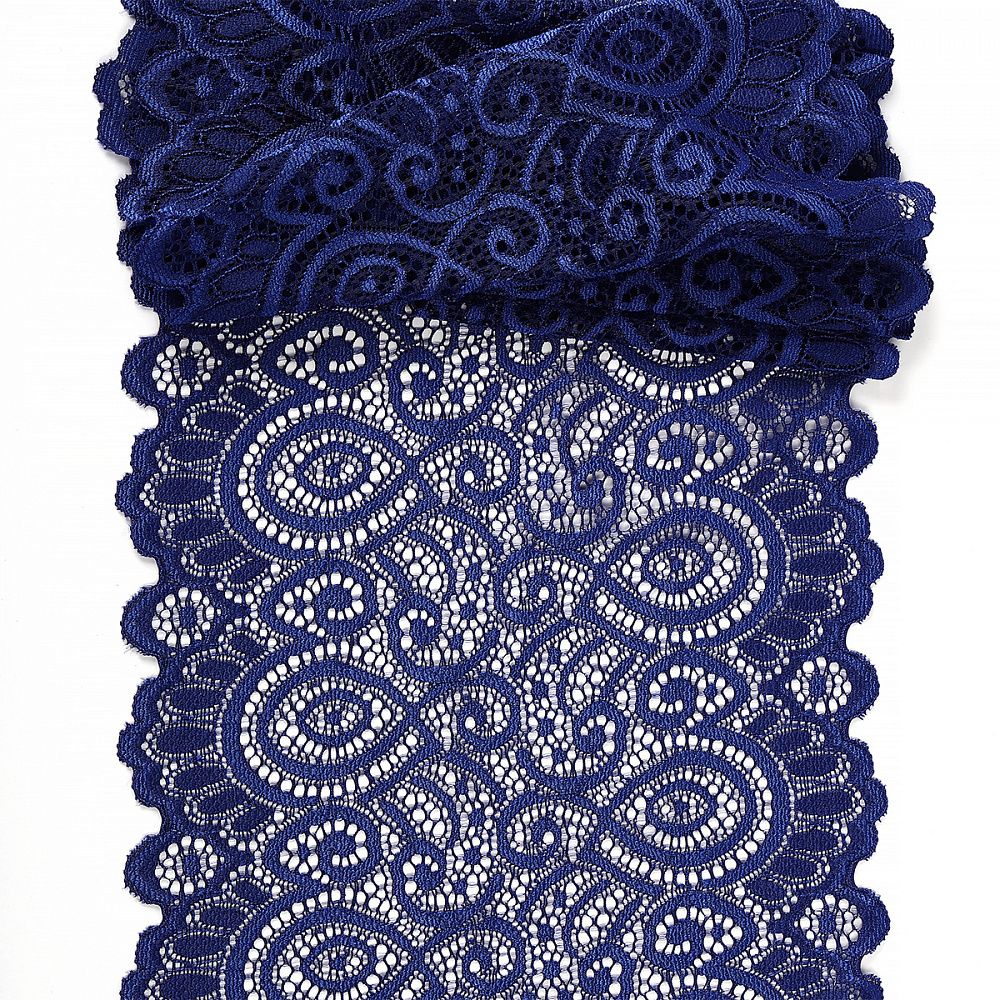Кружево бельевое эластичное 180 мм / 3 м, TBY.L1351, цв.L1832 синий, Kruzhevo