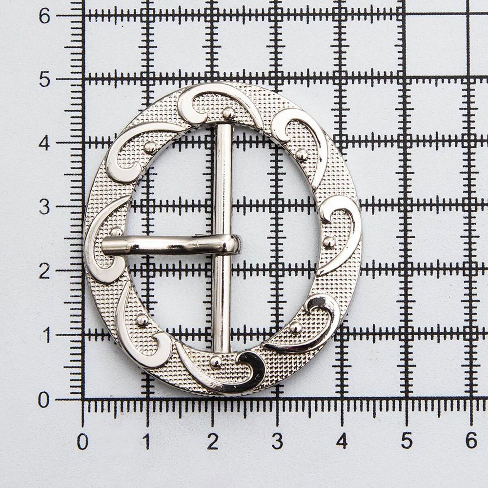 Пряжка ременная металл 35 мм, никель, 10 шт, S090057