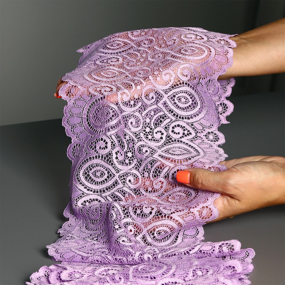 Кружево бельевое эластичное 180 мм / 25 метров, TBY.L1351, цв.1566 лаванда
