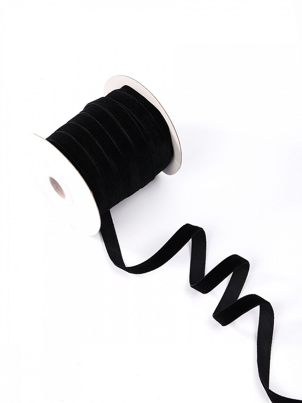 Лента бархатная (тесьма) 10.0 мм / 22.86±1 метров, арт.10VR03 нейлон цв.черный