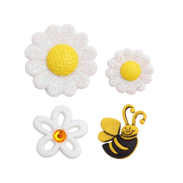 Украшения пуговицы декоративные фигурки Ромашки пластик, 7 штук, Dress It Up