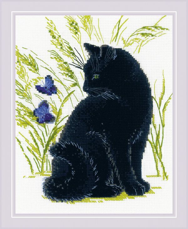 Набор для вышивания нитками Риолис, Черный кот, 24х30 см
