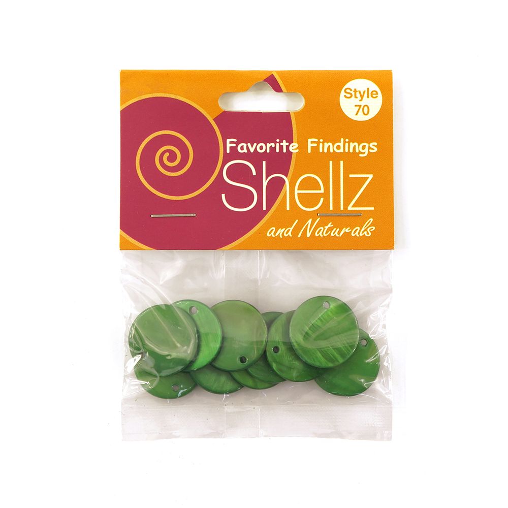 Пуговицы Shellz &amp; Natural Round River Shell Dangles 20 мм, зеленый, 10 шт, Blumenthal Lansing /TOS/