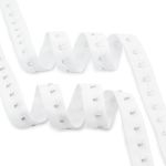 Застежки для бюстгальтера текстильные на ленте (1 ряд) 25 мм / 45.7 метра, шаг 15 мм, белый