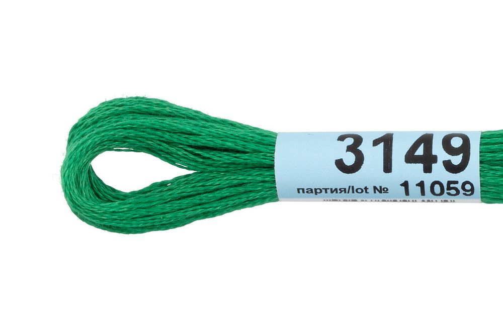 Мулине Gamma 100% хлопок, цв.3149 т.зеленый, 24 мотка по 8 метров