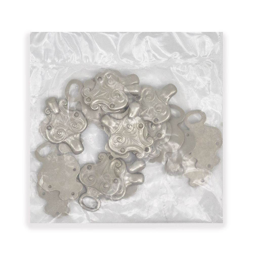 Крючки пришивные декоративные 50х19 мм, металл, серебро, 10 шт, BIG