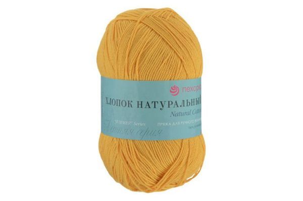 Пряжа Пехорка Хлопок натуральный Кабле / уп.5 мот. по 100 г, 425м, 12 Желток