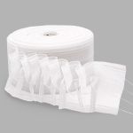 Лента (тесьма) шторная: сборка буфы (1:4) 100 мм / 50 метров, (2 ряда петель, 4 шнура), для крючков и трубы, прозр., 1041-О