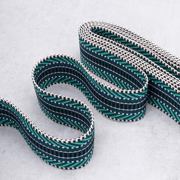 Стропа (ременная лента) 38 мм / 3 метра, [40 г/пог.м], с принтом 2-сторонняя, T0133 т.синий/бирюзовый), 3Al352