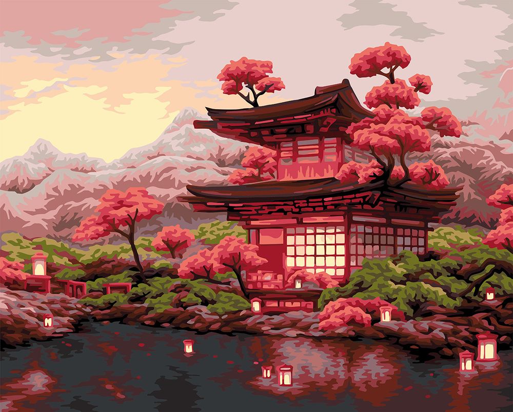 Картина по номерам Фрея, со светодиодами День цветения сакуры, 50х40 см