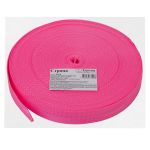 Стропа (ременная лента) 25 мм / 25 метров, толщ. 0.91 мм, [14.4 г/пог.м], 100% п/п, яр.розовый, Gamma 3074