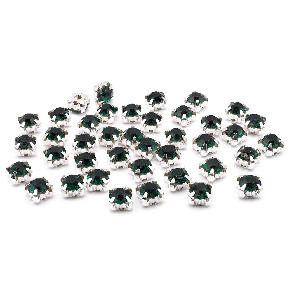 Хрустальные стразы в цапах/серебро, 6мм, 40 шт/упак, Astra&Craft (36 изумрудный), 4AR169/176