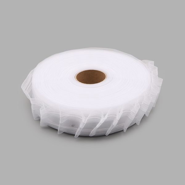 Лента (тесьма) шторная: сборка косая (правый наклон) (1:2) 50 мм / 50 метров, прозрачная