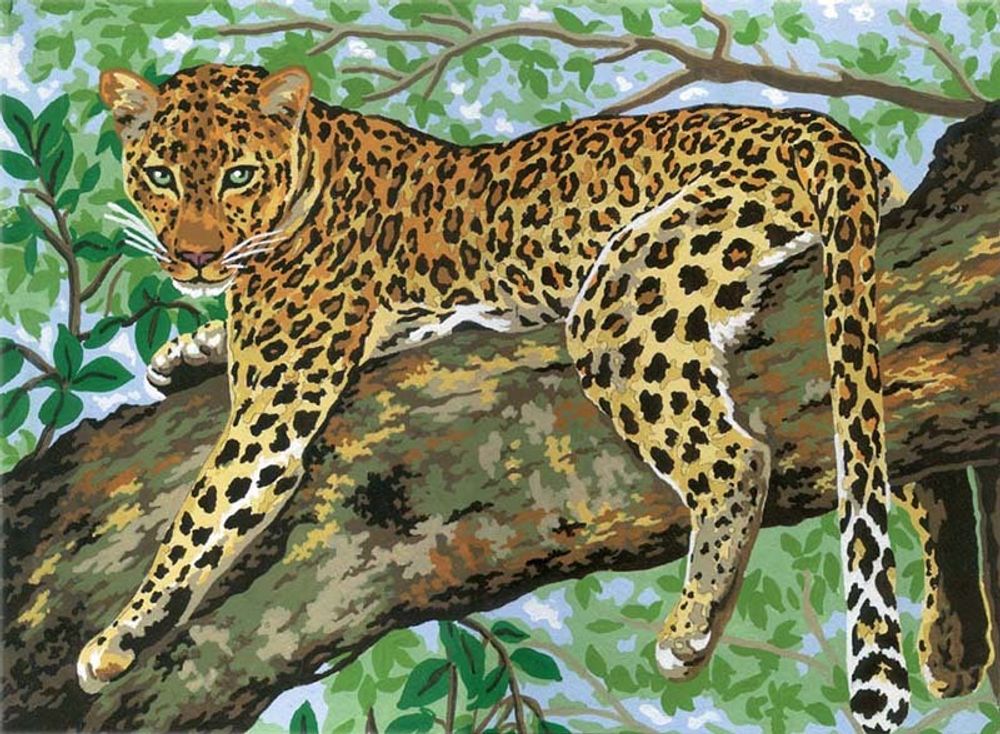 Рисунок для вышивания Grafitec (канва жесткая), &quot;Ленивый леопард&quot;, 30х40 см