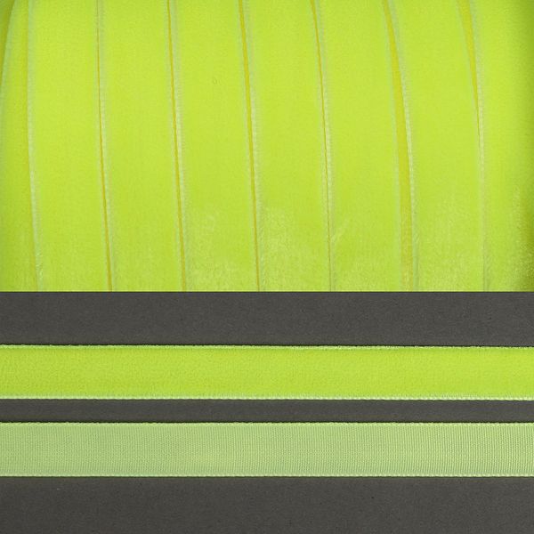 Лента бархатная (тесьма) 10.0 мм / 20±1 метров, LB10229F нейлон неоновый желтый